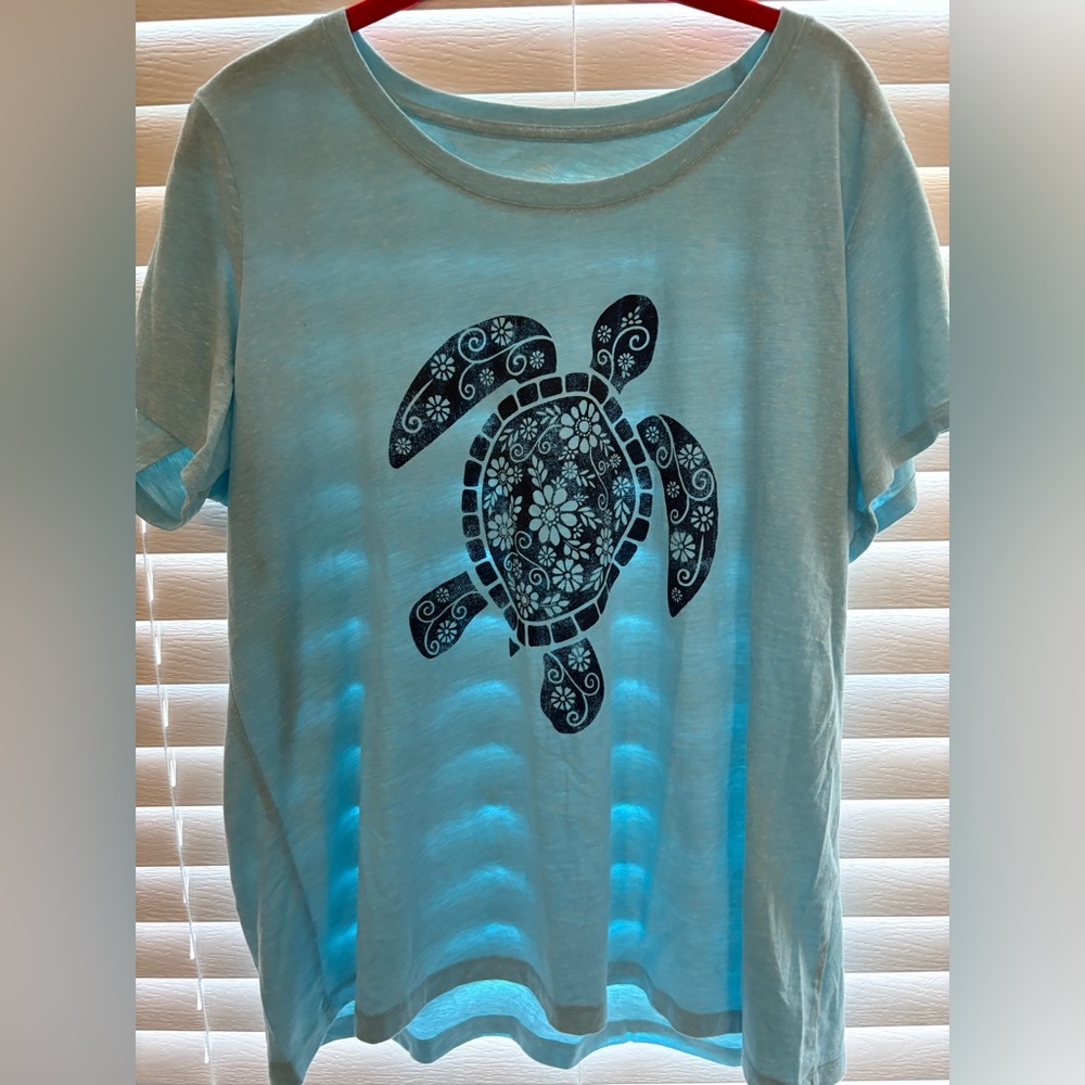 St. John's Bay Light Blue Turtle T-Shirt